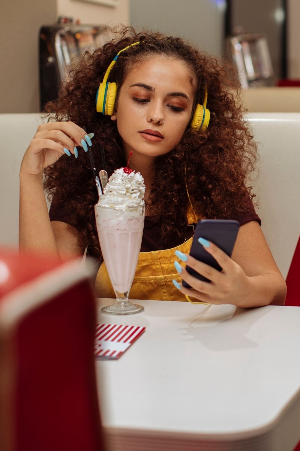 young woman checking social media